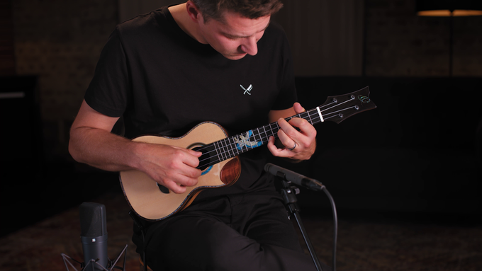 Concert Size Ukulele Solid Spruce/ White EbonyNatural video